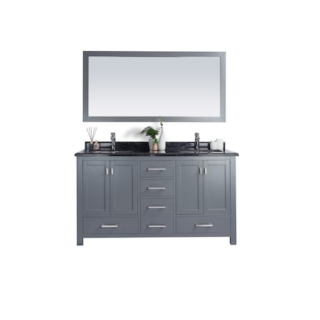 Wilson 60, Grey Cabinet & Black Wood Countertop